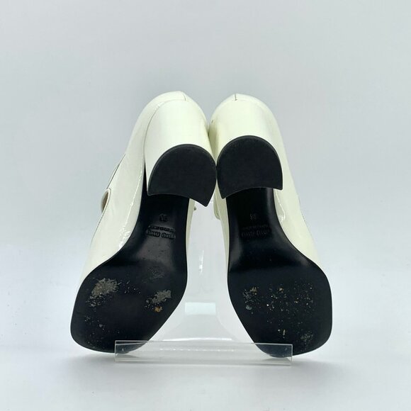 Miu Miu White Patent Leather Mary Jane High Heels Size 36 With Square Toe & 95mm - Picture 5 of 9